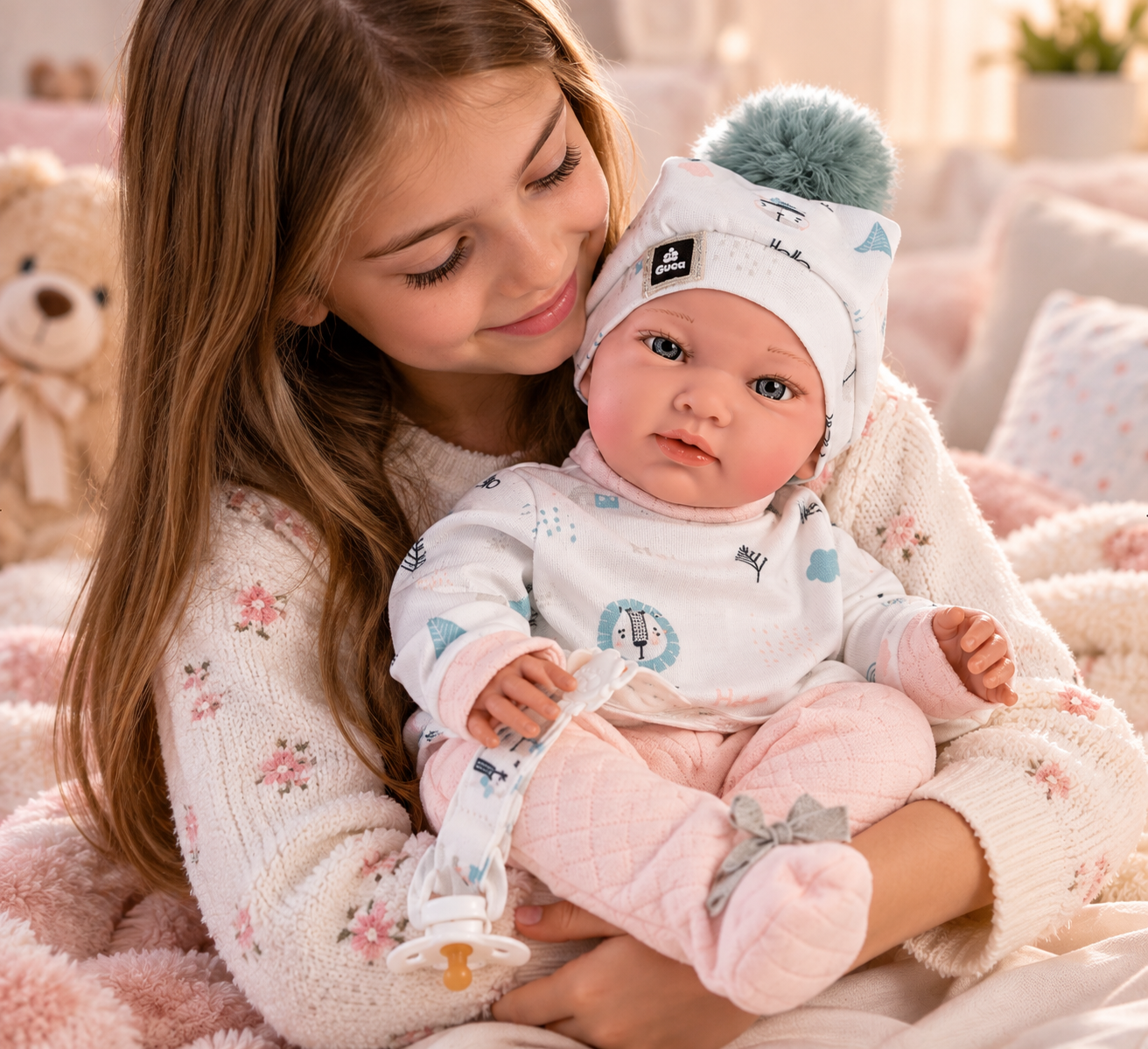 Guca New Born Bath Baby Girl Ρεαλιστική Κούκλα Μπάνιου 42cm
